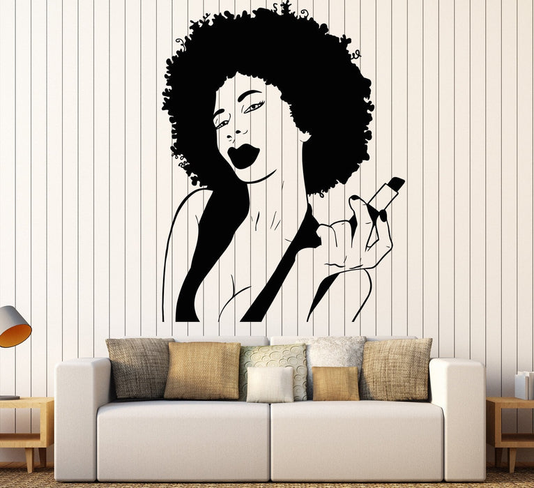 Sale Vinyl Wall Decal African Woman Black Lady Lips Pomade Makeup Sticker Unique Gift 1193ig S 11 in X 14.7 in