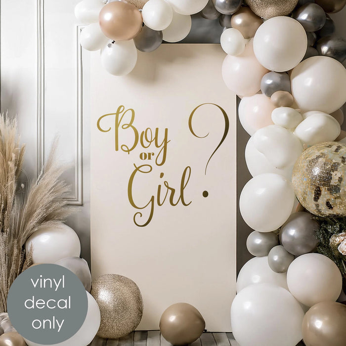 Boy or Girl? Vinyl Decal – Gender Reveal Party Decor & Baby Shower Sign Backdrop Decoration Sticker w037