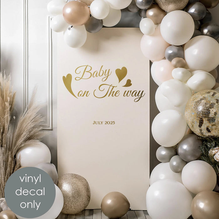 Baby on the Way Vinyl Decal – Personalized with Due Date for Baby Shower Decoration & Announcement Decor w041