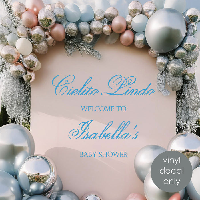 Cielito Lindo ice blue personalized Decal, custom mexican baby shower decor, balloon arch decoration, backdrop decor