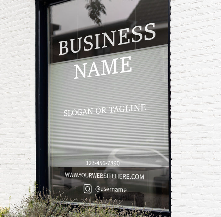 Personalized Business Name Storefront Door Vinyl Decal – Custom Logo & Shop Sign w023