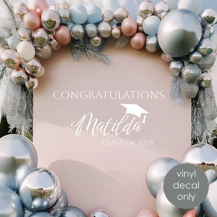 Congratulations Personalized Name Custom Class of 2025 Vinyl Decal – Graduation Celebration Sticker w027