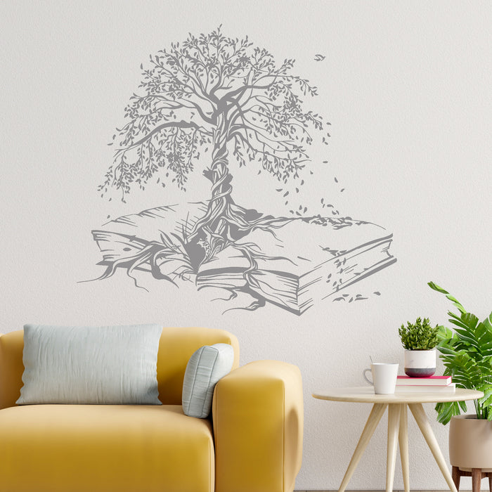 Vinyl Wall Decal Tree Book Leaves Knowledge Library Reading Room Stickers Mural Unique Gift (ig5200)