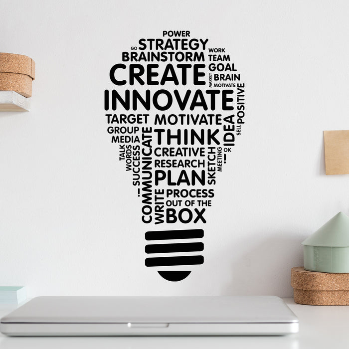 Office Quote Wall Decal Light Bulb Inspire Words Business Office Art Decor Stickers Mural Unique Gift (ig5071)