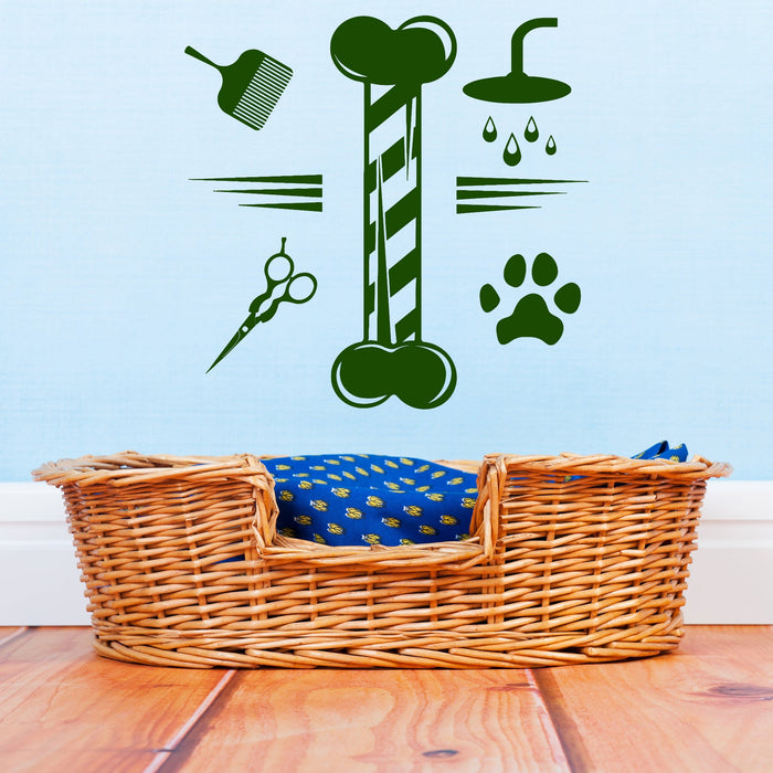Sale Vinyl Wall Decal Grooming Pets Beauty Salon Animals Sticker Unique Gift 1038ig S 11 in X 11.74 in Black