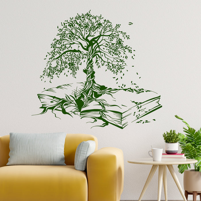 Vinyl Wall Decal Tree Book Leaves Knowledge Library Reading Room Stickers Mural Unique Gift (ig5200)