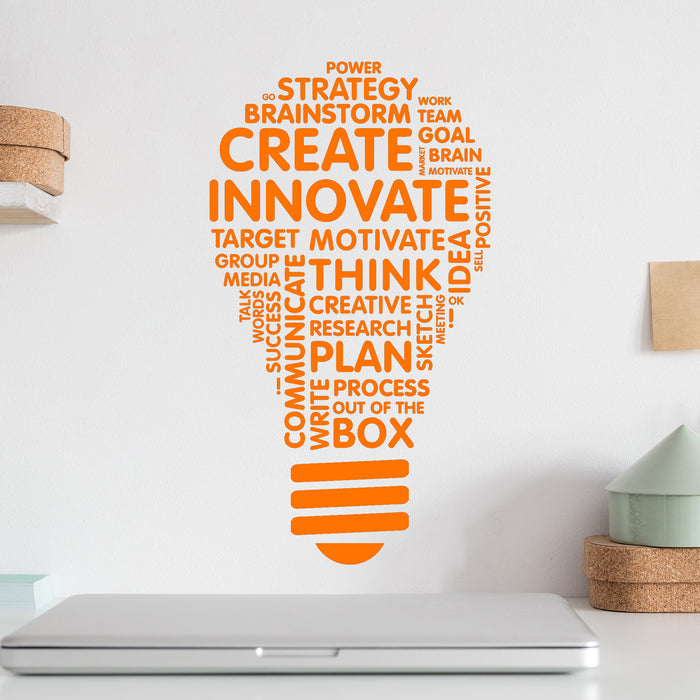 Office Quote Wall Decal Light Bulb Inspire Words Business Office Art Decor Stickers Mural Unique Gift (ig5071)