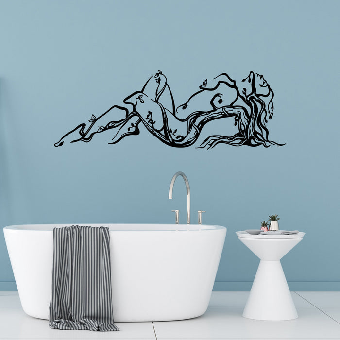 Sale of Naked Girl Tree Branches Vinyl Wall Decal Sticker Unique Gift (971ig) L 14.8 in X 45 in