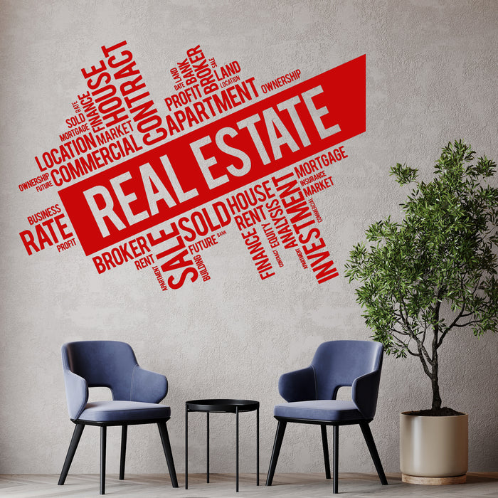 Vinyl Wall Decal Real Estate Broker Words Cloud Interior Art Stickers Mural (ig5733)