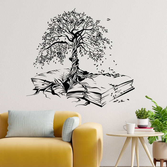 Vinyl Wall Decal Tree Book Leaves Knowledge Library Reading Room Stickers Mural Unique Gift (ig5200)