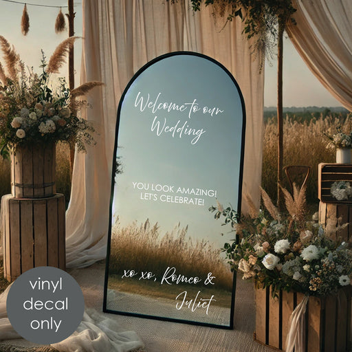 Welcome To Our Wedding Personalized Mirror Sign Decal