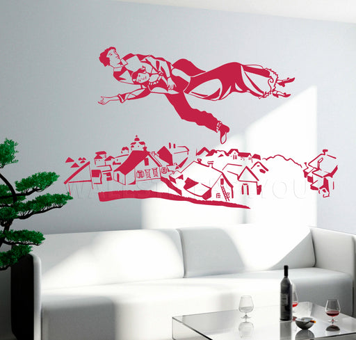 wall art Chagall abstract dark red