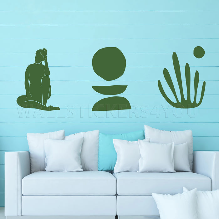abstract shapes artwork dark green
