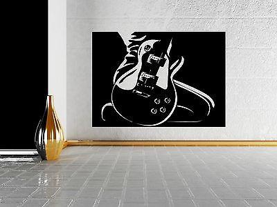 Wall Vinyl Sticker Decal Rock Star Acoustic Guitar Rock n Roll Music Note Unique Gift (z647)