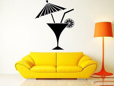 Vinyl Decal Bar Cocktail Umbrella Martini Drink Beach Bar Alcohol Mojito Pop Art Cool Decor For a Bar Unique Gift (z2633)
