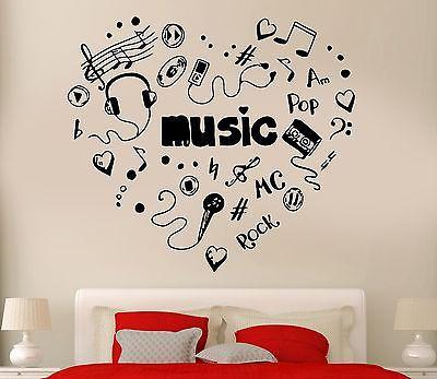Decor Music Heart Headphones Cool Decor Rock Pop Song For Bedroom Unique Gift (z2726)