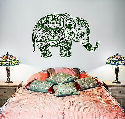 Wall Vinyl Elephant Cute Animal Tribal Ornament Mural Vinyl Decal Unique Gift (z3367)