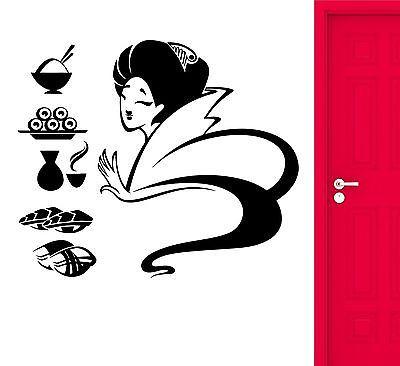 Sushi Wall Stickers Japan Geisha Food Restaurant Vinyl Decal Unique Gift (ig2406)
