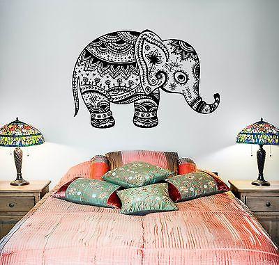 Wall Vinyl Elephant Cute Animal Tribal Ornament Mural Vinyl Decal Unique Gift (z3367)