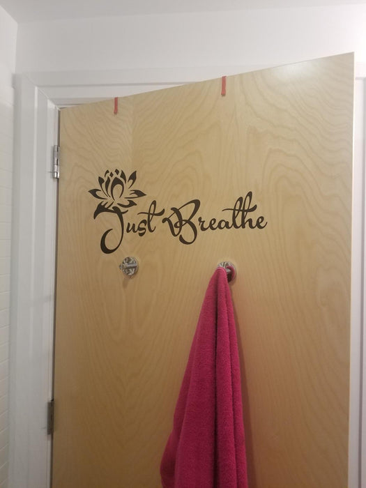 Just Breathe Vinyl Wall Decal Sticker Motivation Quote Yoga Relaxing Words Inspirational Décor 2426ig (22.5 in x 10 in)