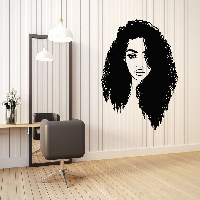 Vinyl Wall Decal Beauty Afro Girl Head Hair Spa Salon Fashion Stickers Mural (g8278)