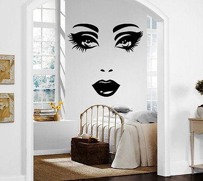 Wall Mural Vinyl Decal Sticker Female Face Sexy Lips Beautiful Eyes Decor Unique Gift (m417)