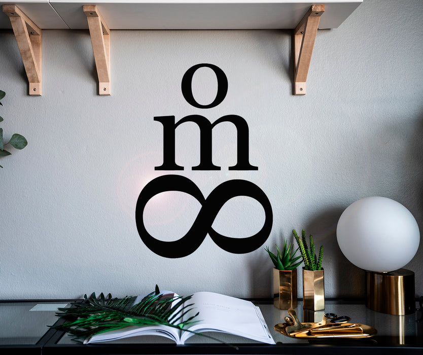 Vinyl Wall Decal Words Om Yoga Studio Infinity Symbol Stickers Mural 22.5 in x 16 in gz099