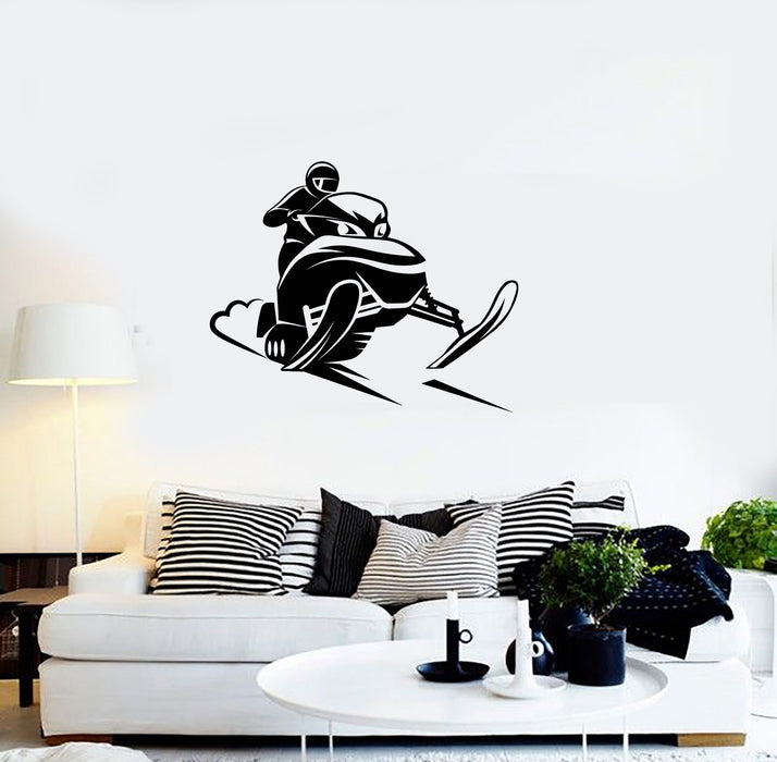 Vinyl Wall Decal Snowmobile Race Snowmobiling Winter Activities Stickers Mural (ig5933)