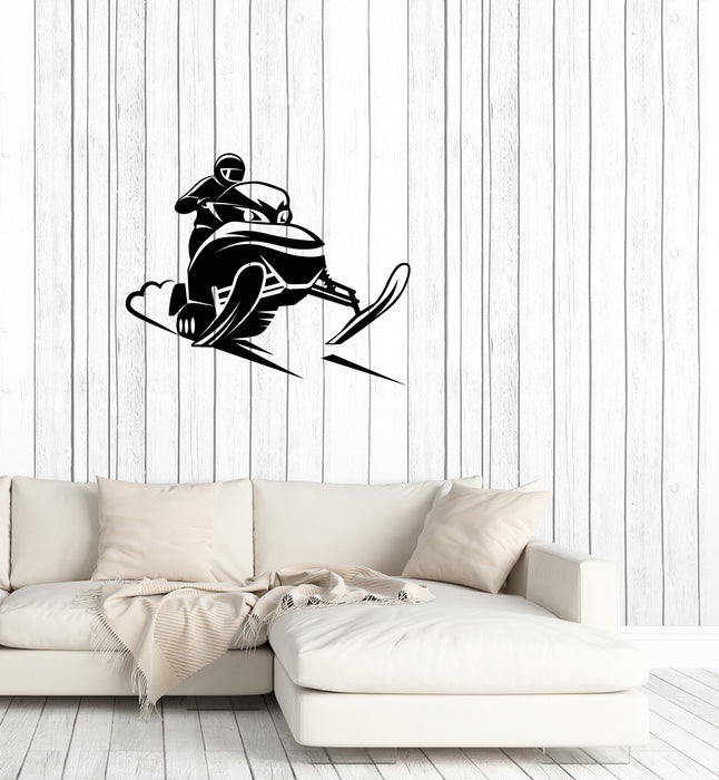 Vinyl Wall Decal Snowmobile Race Snowmobiling Winter Activities Stickers Mural (ig5933)