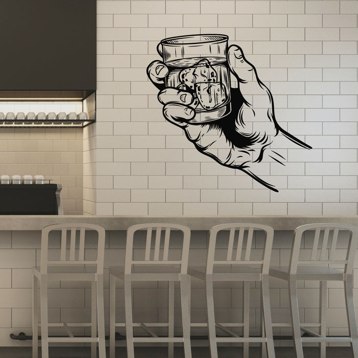 Vinyl Wall Decal Alcohol Hand Glass Whiskey Pub Bar Interior Stickers Mural (g8326)