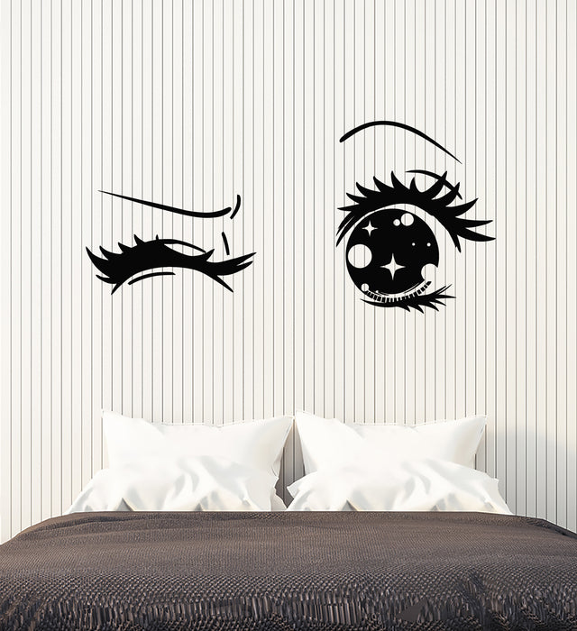 Vinyl Wall Decal Anime Cartoon Eyes Wink Teen Girl Room Art Stickers Mural (g2324)