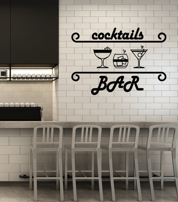 Vinyl Wall Decal Night Club Cocktail Party Drink Bar Alcohol Glass Stickers Mural (g3783)