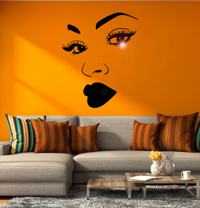 Woman Profile Portrait Girl Face Eyelashes Lips Vinyl Wall Decal Sticker (2213ig)