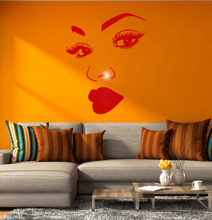 Woman Profile Portrait Girl Face Eyelashes Lips Vinyl Wall Decal Sticker (2213ig)