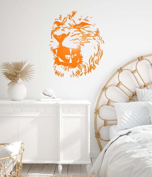 Vinyl Wall Decal Abstract Lion Head African Animal Wild Predator Stickers (3972ig)