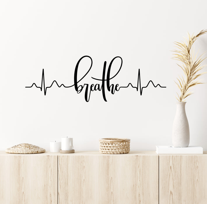 Vinyl Wall Decal Breathe Pulse Yoga Room Studio Zen Meditation Stickers Mural (ig6327)