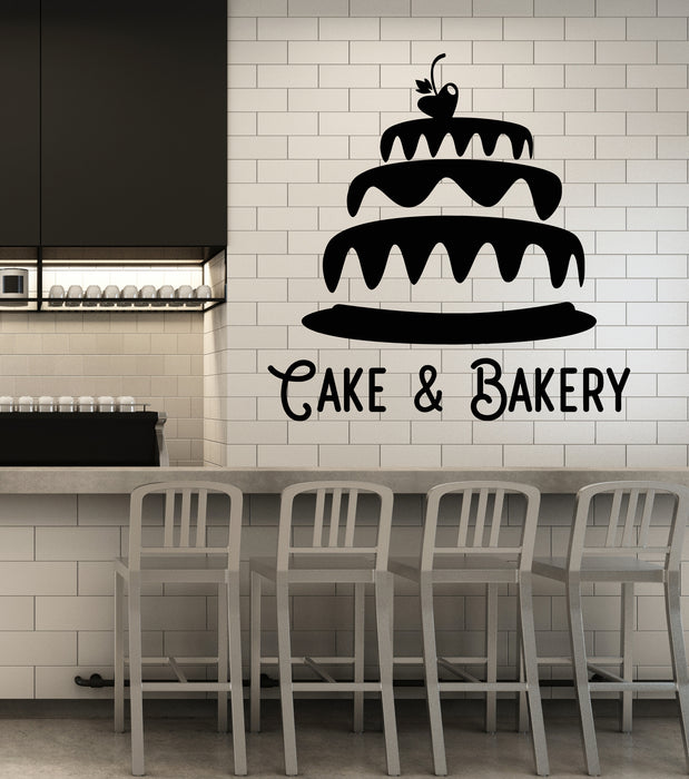Vinyl Wall Decal Cake Bakery Bakeshop Kitchen Confectionary Sweets Stickers Mural (g3070)