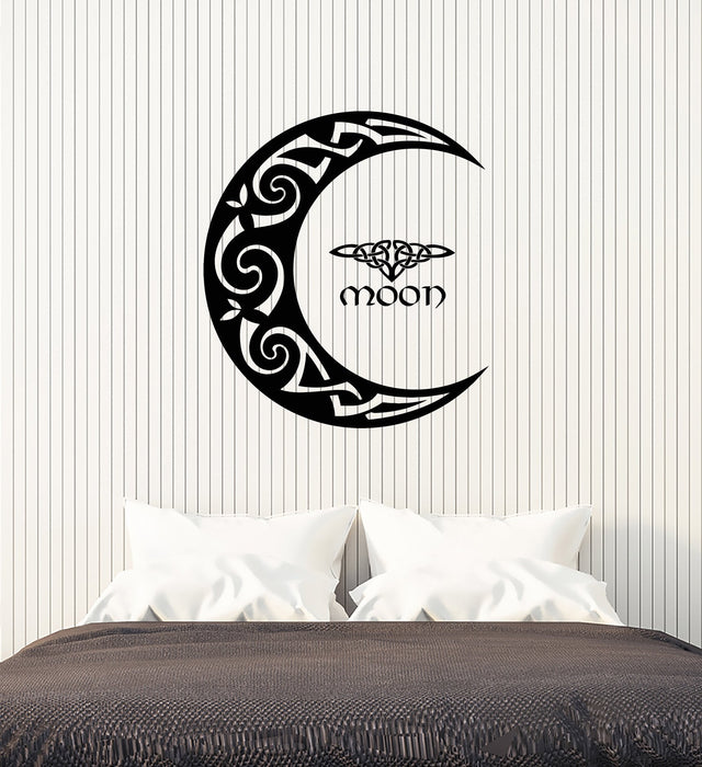 Vinyl Wall Decal Celtic Moon Ornament Crescent Bedroom Home Interior Stickers Mural (ig5486)