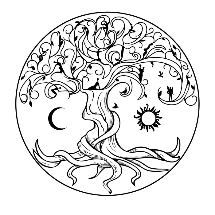 Vinyl Wall Decal Celtic Tree Of Life Symbol Nature Fairies Sun Moon Stickers (1359ig)
