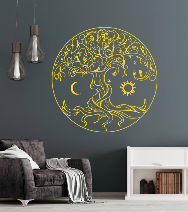 Vinyl Wall Decal Celtic Tree Of Life Symbol Nature Fairies Sun Moon Stickers (1359ig)
