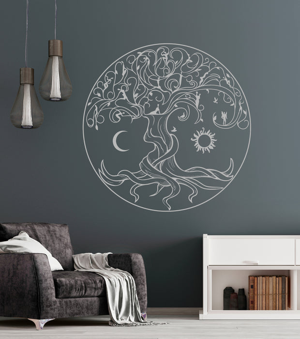 Vinyl Wall Decal Celtic Tree Of Life Symbol Nature Fairies Sun Moon Stickers (1359ig)