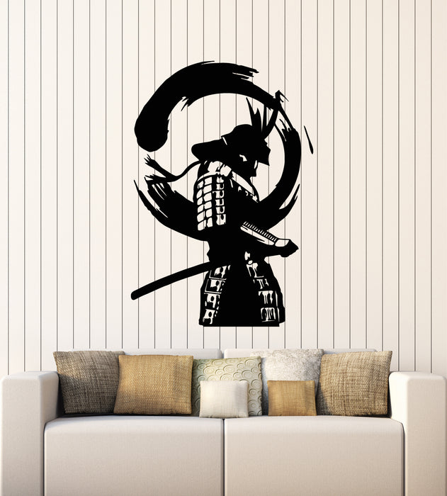 Vinyl Wall Decal Japanese Warrior Enso Zen Circle Samurai Asian Style Stickers Mural (g1972)
