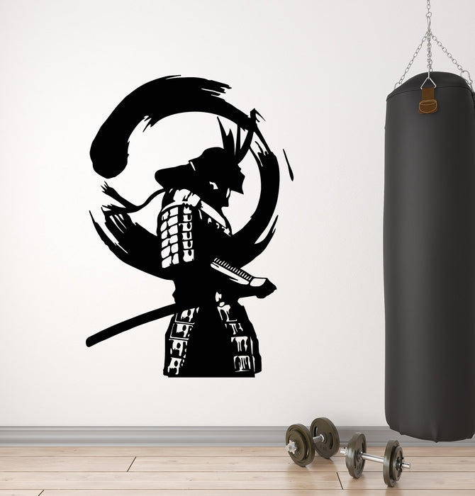 Vinyl Wall Decal Japanese Warrior Enso Zen Circle Samurai Asian Style Stickers Mural (g1972)