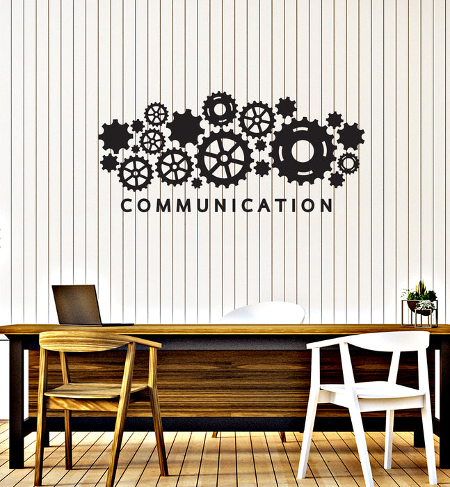 Vinyl Wall Decal Communication Gears Office Room Teamwork Decor Stickers Mural (ig6090)