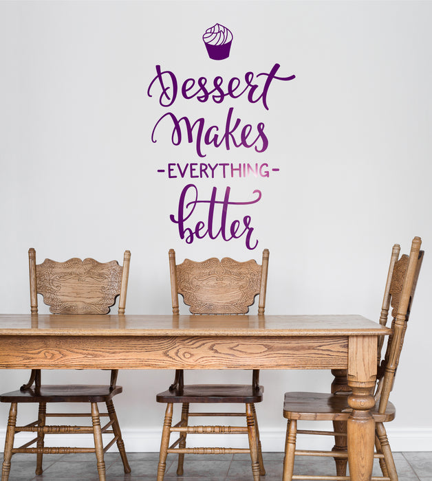 Vinyl Wall Decal Dessert Quote Bakery Shop Decor Window Lettering Stickers Mural (ig5468)