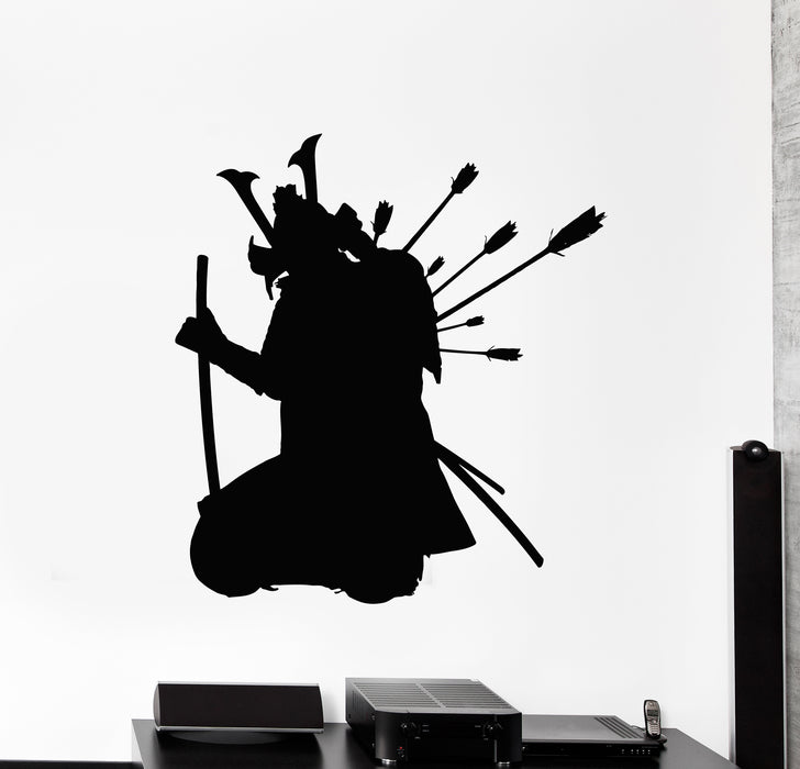 Vinyl Wall Decal Dying Samurai With Arrows Japan Warrior Fighter Stickers Mural (g7229)