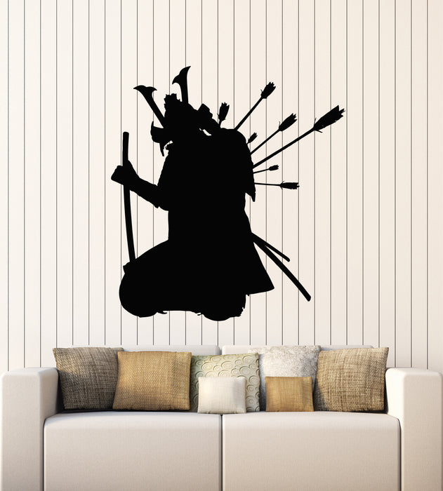 Vinyl Wall Decal Dying Samurai With Arrows Japan Warrior Fighter Stickers Mural (g7229)