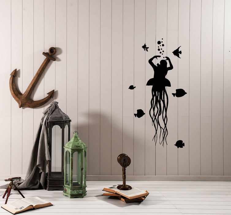 Wall Decal Fish Jellyfish Ocean Sea Bathroom Decor Vinyl Sticker (ed1160)