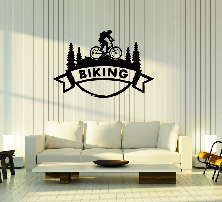 Wall Decal Biking Hiking Bike Extreme Nature Forest Vinyl Mountain Sticker (ed1656)