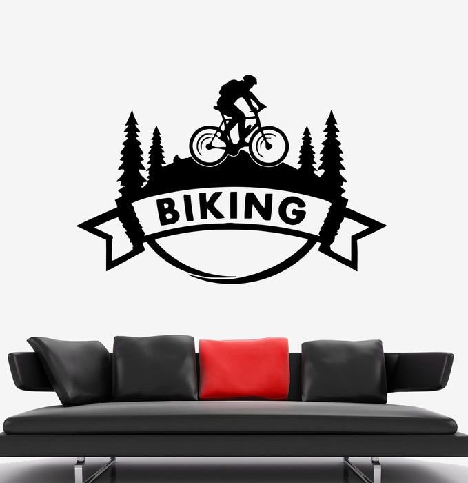 Wall Decal Biking Hiking Bike Extreme Nature Forest Vinyl Mountain Sticker (ed1656)